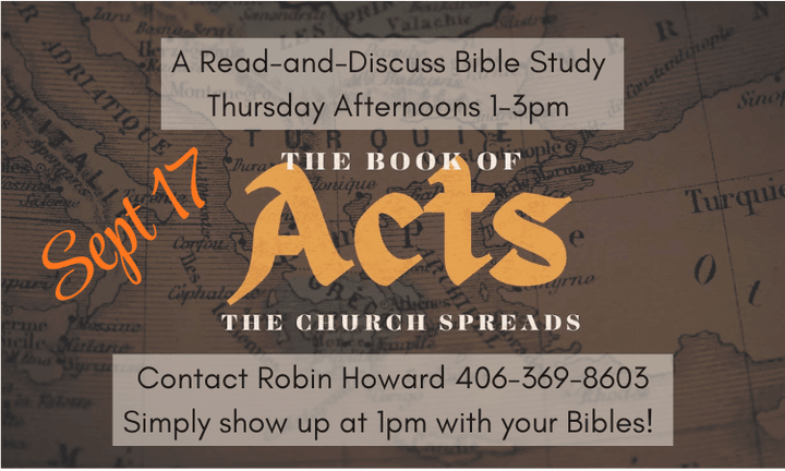 Thursday Afternoon Read-and-Discuss: Acts flyer: Thursdays 1:00 PM – 3:00 PM