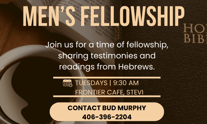 Men's Fellowship flyer: Tuesdays 9:30 AM