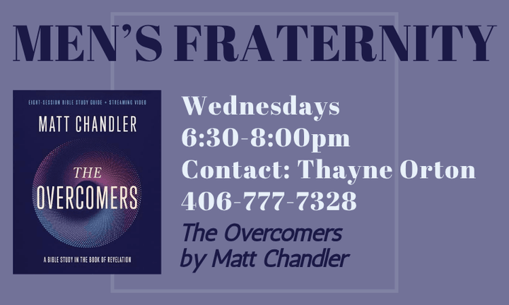 Men's Fraternity flyer: Wednesdays 6:30 PM – 8:00 PM